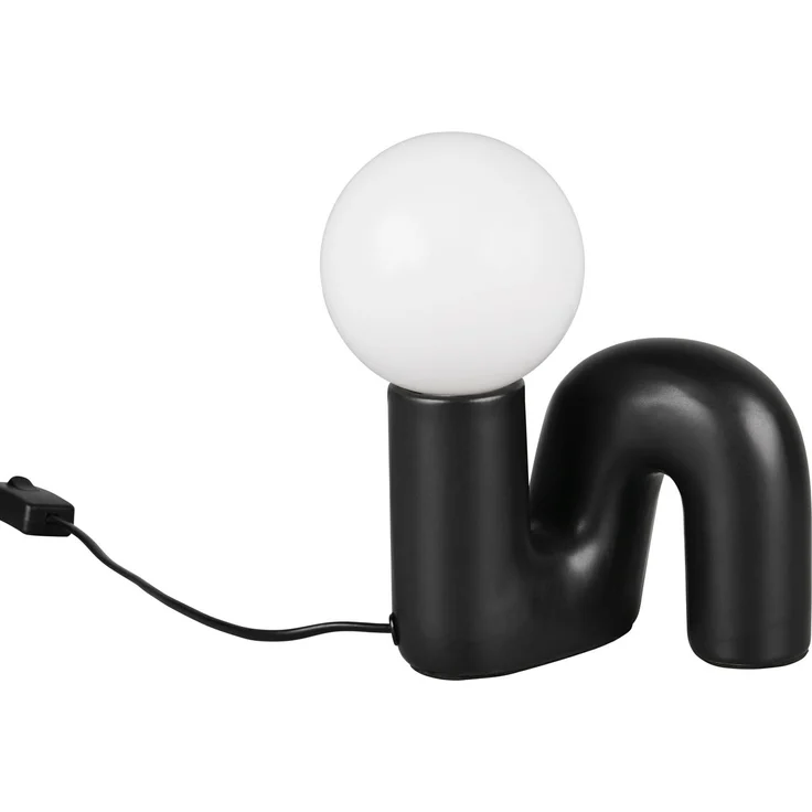 LED Tischlampe Keramik Schwarz, Glas Weiß, Höhe 21,5cm – Bild 2