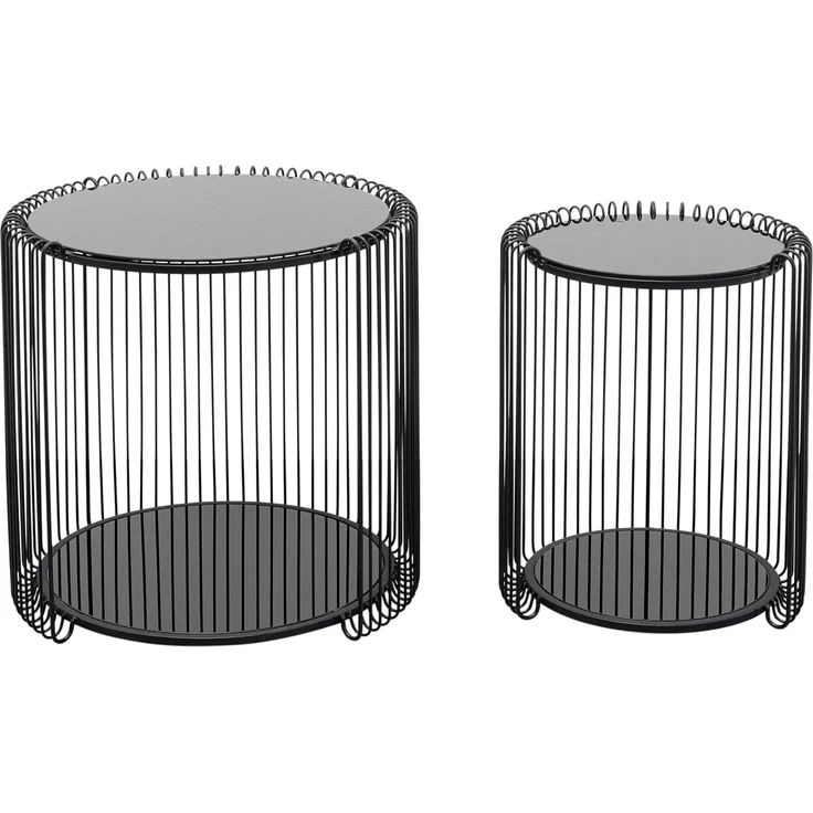 KARE Design Beistelltisch Wire Double Schwarz 2er Set Modern Stahl Glas Geschenkidee Sofa Runder Nachttisch Raumdekor Wohnkultur Wohnzimmer Büro 46 x 45 x 45 cm 43 x 33 x 33 cm (H/B/T) – Bild 5