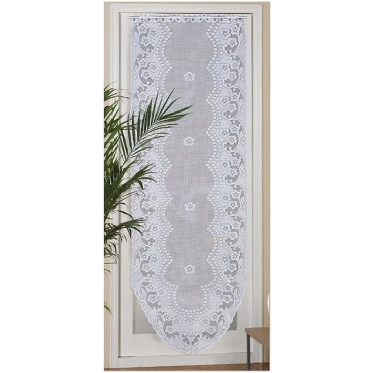 Arsvita Panneaux Blumen Mona mit Stickerei, Schlaufen, transparent, Türpanneaux 180x60cm Stangendurchzug, Voile Kurzgardine Bistrogardine – Bild 4