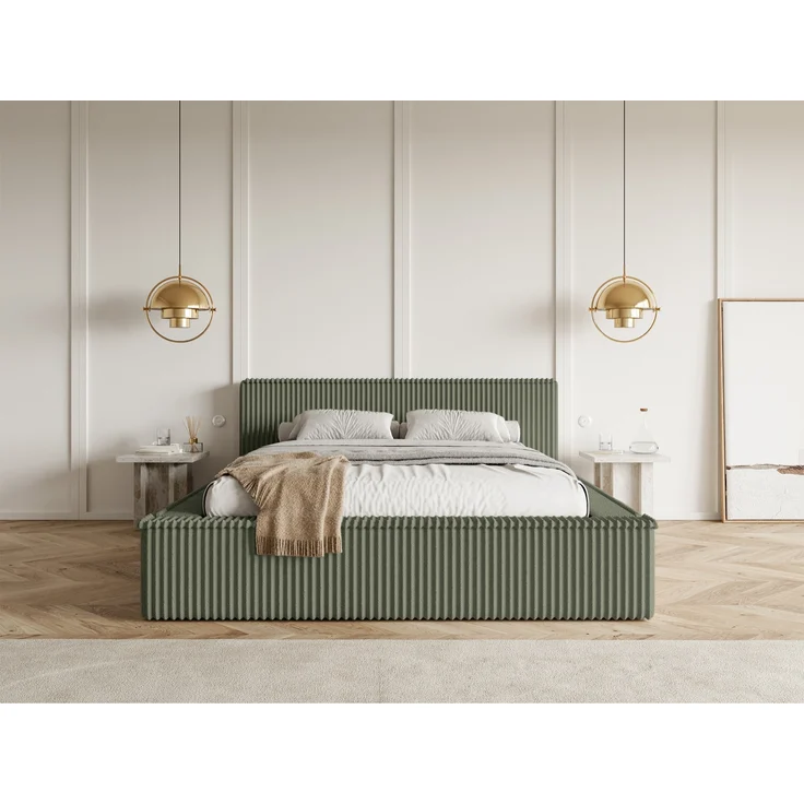 Selsey 'Affolio' Polsterbett mit Breitcord-Bezug und Stauraum, khaki, 140x200 cm – Bild 3