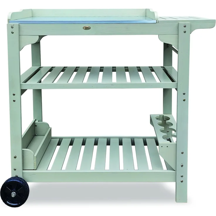 HABAU Universaltisch mit Ablage und Rollen aus Holz, Grau, 110 x 48 x 100 cm