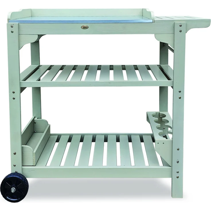 HABAU Universaltisch mit Ablage und Rollen aus Holz, Grau, 110 x 48 x 100 cm – Bild 1