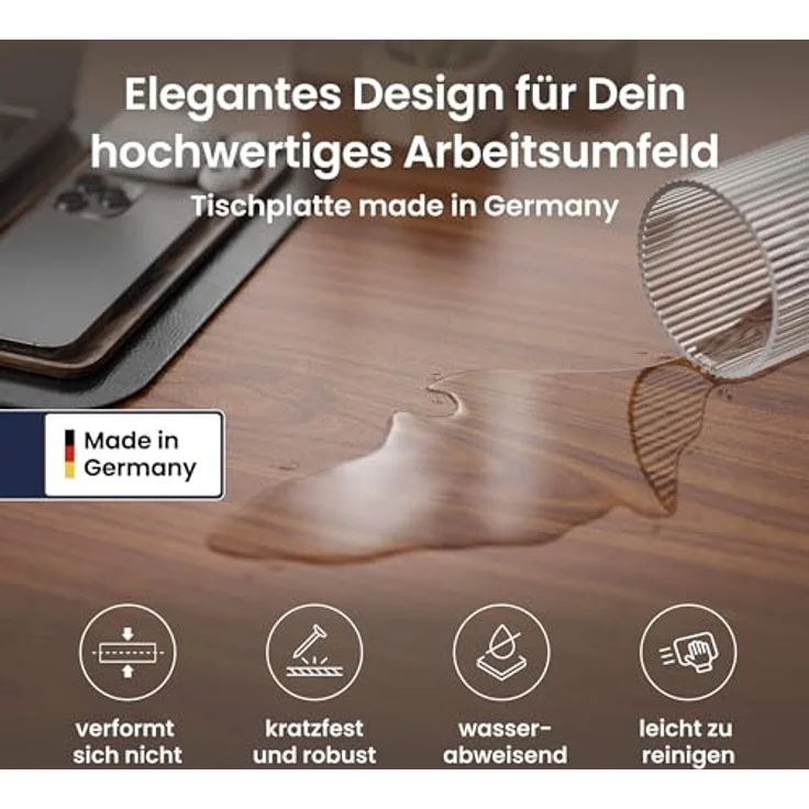 Desktopia Pro X - Elektrisch höhenverstellbarer Schreibtisch / Ergonomischer Tisch mit Memory-Funktion, Nussbaum, Gestell Schwarz, 160x80 cm – Bild 9