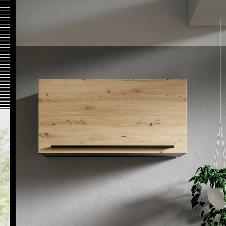 Yourkitchen 'JAZZ' Küchenschrank, Holznachbildung Eiche Artisan, 100 x 50 x 31 cm, Klappe mit Lift – Bild 2