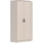 Marmex Möbel Grant 08C Eckkleiderschrank mit Kleiderstangen und Einlegeböden, laminierte Spanplatte, graubeige cashmere, 91x195x91 cm