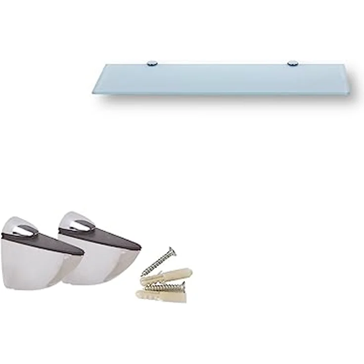 HOOZ Wandregal Glasregal, Wandablage ESG 30x13 cm, rechteckig, mit Halterung Weiß, Regal Glas, Platzsparende Wandboard für Dusche, Bad, Küche oder Wohnraum – Bild 11