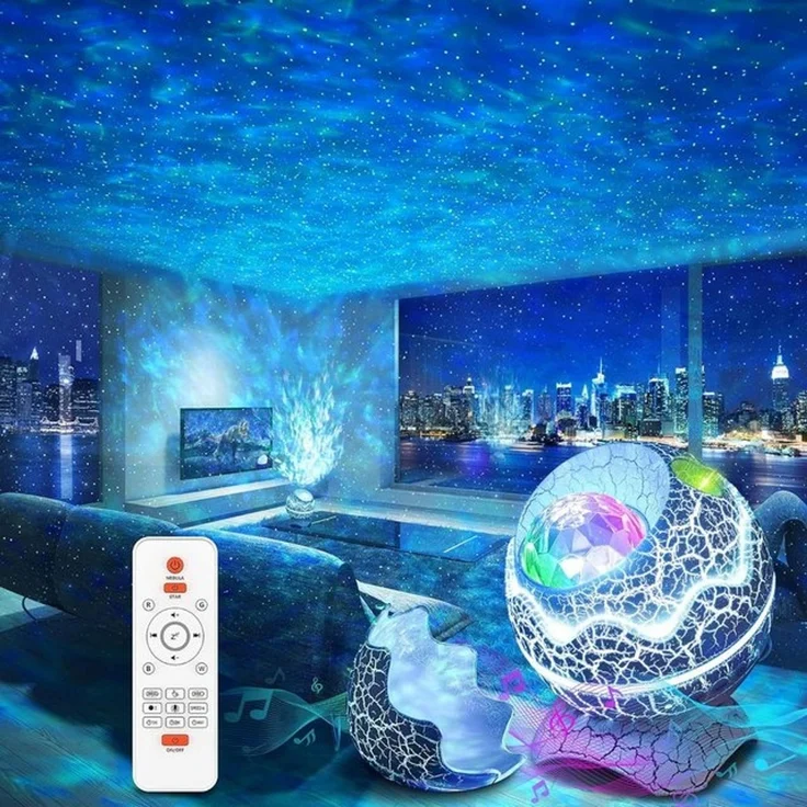 ANYSUN LED-Sternenhimmel Sternenhimmel Projektor mit Musikplayer Nachtlicht Aurora Effekt, LED Nachtlicht Polarlicht mit Fernbedienung, Weisse Rauschen Timer und Sternen für Kinder Erwachsene Deko – Bild 4