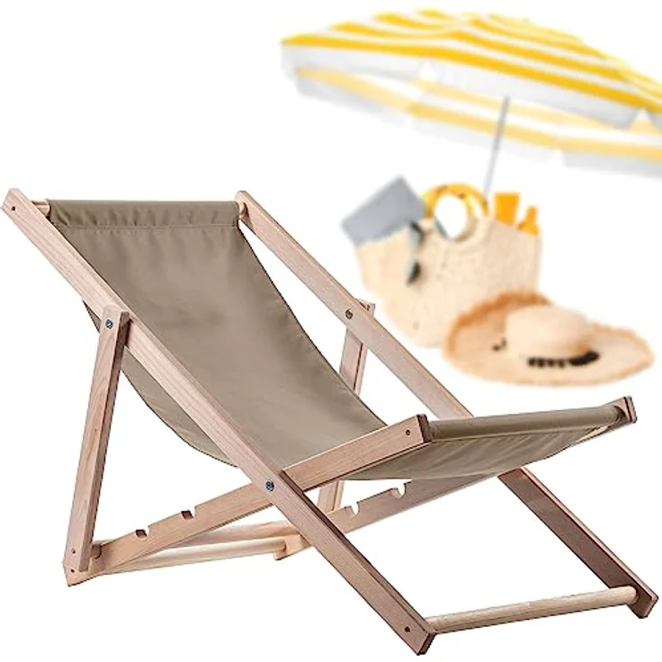 Kadax Holzliegestuhl Cappuccino, Klappstuhl aus Buchenholz, 53x80 cm, UV- und feuchtigkeitsbeständig, bis 120 kg Tragfähigkeit – Bild 1