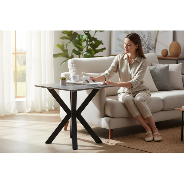 Couchtisch >Janin< in grau, schwarz, Keramik, Metall - 55x55x55cm (BxHxT) – Bild 3
