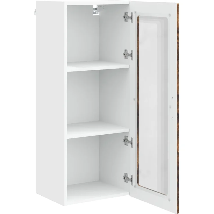 vidaXL Wandglas-Schrank PORTO Räuchereiche 40 x 31 x 100 cm 885450 – Bild 5