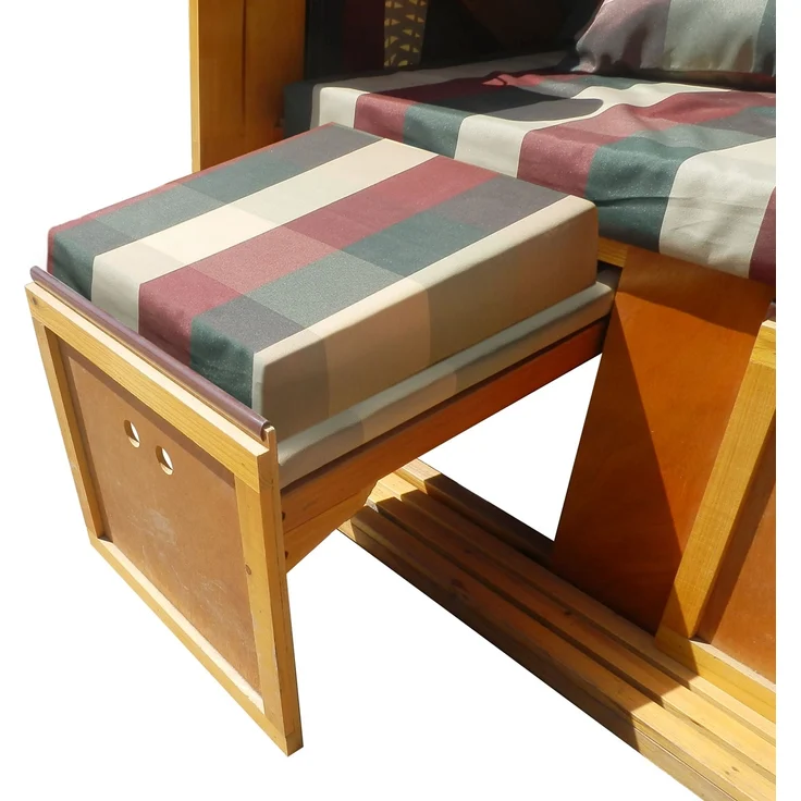 BRAST Strandkorb Deluxe 2-Sitzer XXL für 2 Personen 120cm breit mehrere Designs incl. Abdeckhaube Farbe Karo Rot/Grün/Beige – Bild 4