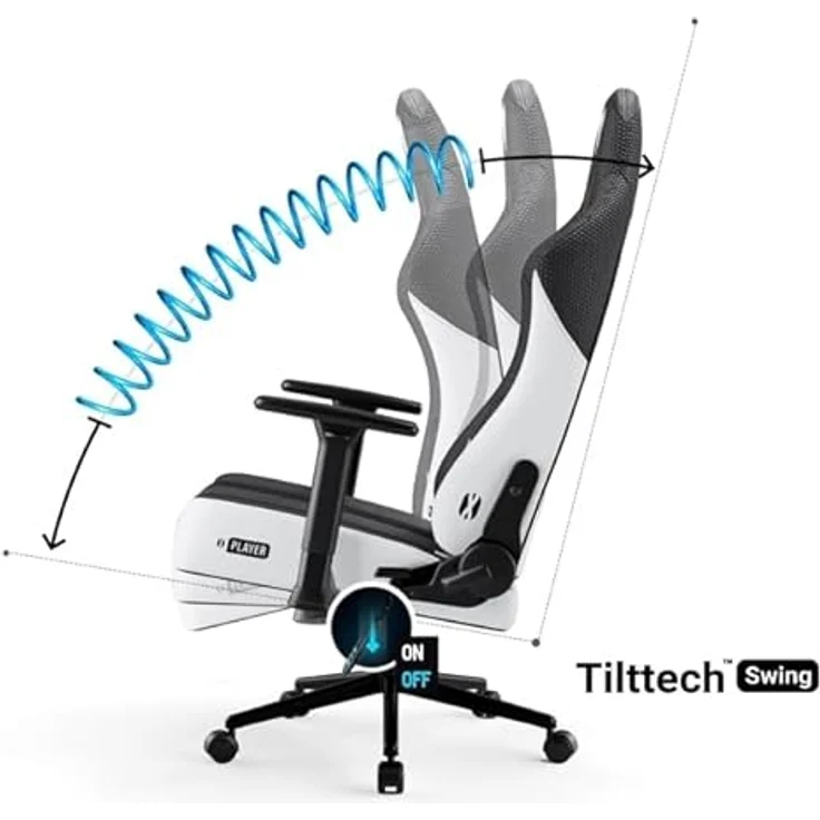 Diablo Chairs Gaming-Stuhl X-Player 2.0 ergonomischer Drehstuhl mit Höhenverstellung Verstellbarer Kopfstütze und Lendenkissen HR-Schaum Tilttech-System 58 x 35,5 x 117 cm Größe S – Bild 6