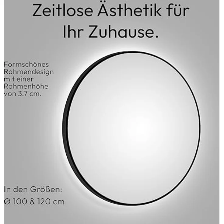 Talos TALOS black oros Spiegel rund Ø 100 cm, Badspiegel in matt schwarz mit hochwertigem Aluminiumrahmen und indirekter LED-Beleuchtung – Bild 5