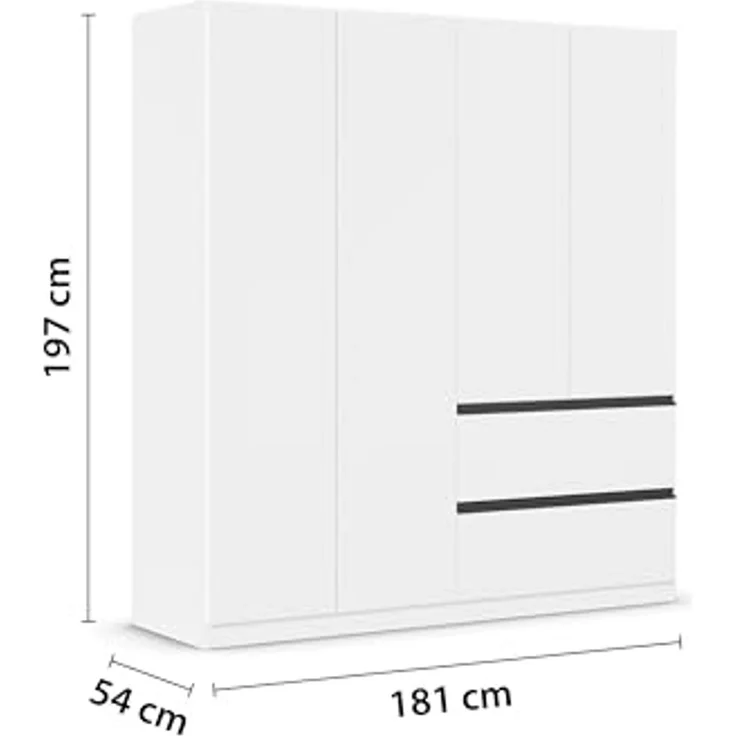 rauch Drehtürenschrank Kleiderschrank Schrank Garderobe COSTA in den Breiten 91/136/181 cm (in 3 Ausstattungen BASIC/CLASSIC/PREMIUM) viel Platz, grifflose Front und Push-to-Open Funktion MADE IN GERMANY – Bild 3