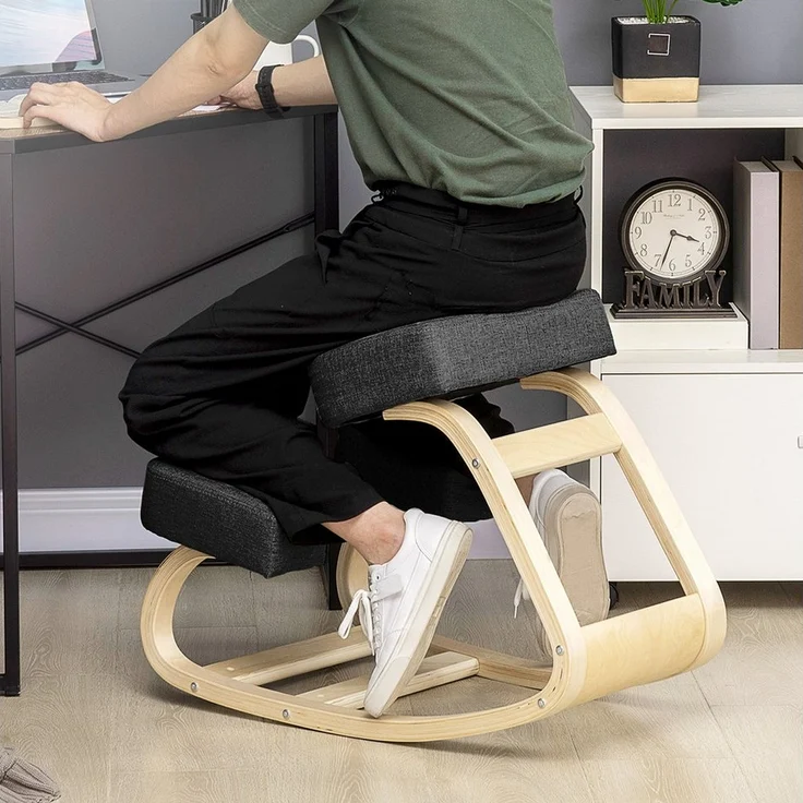 Vinsetto Stuhl Ergonomischer Kniestuhl zur Verbesserung der Körperhaltung (Gesundheitsstuhl, 1 St), für Zuhause, Büro, Schwarz – Bild 1