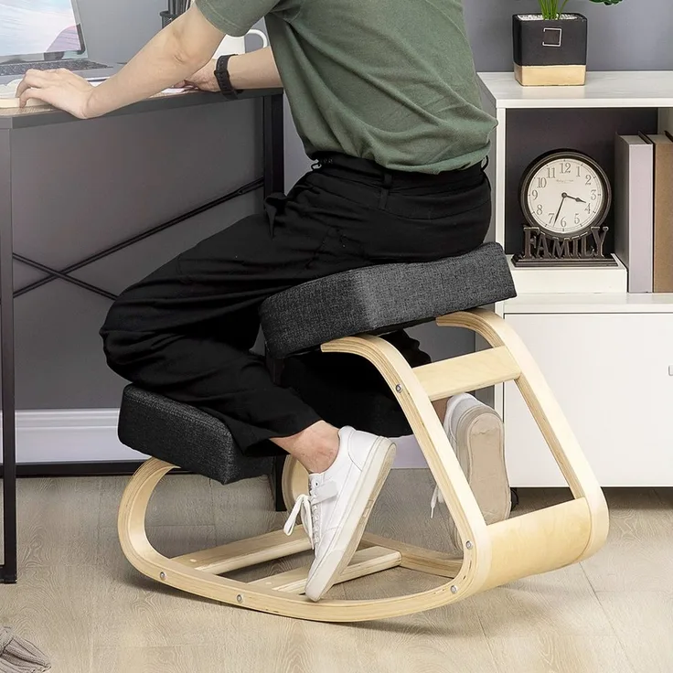 Vinsetto Stuhl Ergonomischer Kniestuhl zur Verbesserung der Körperhaltung (Gesundheitsstuhl, 1 St), für Zuhause, Büro, Schwarz