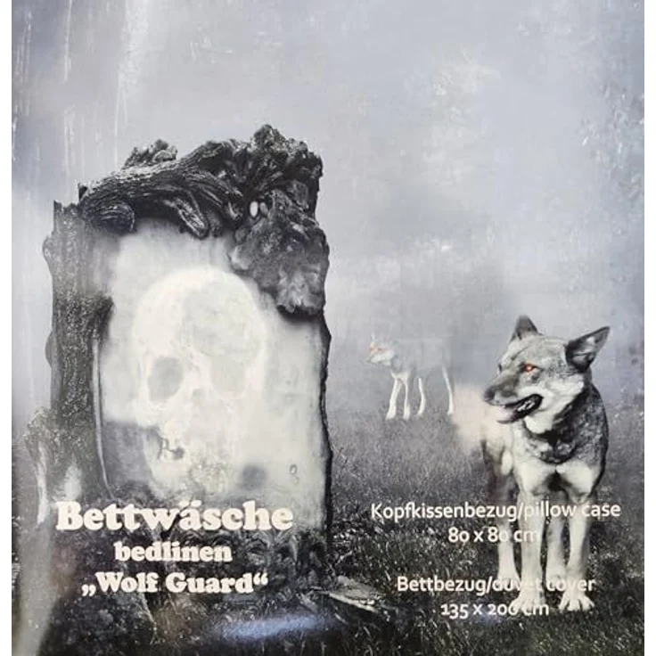JACK Bettwäsche Microfaser Bettwäsche 135x200cm Wolf Guard Tier Fantasy Totenkopf Grau, Microfaser, 2 teilig, fotorealistischer Print Druck, Mystisch und geheimnisvoll Wolfsrudel – Bild 5