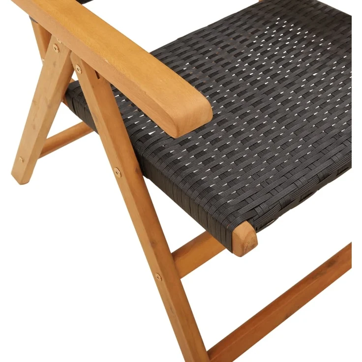 vidaXL Gartenstuhl Verstellbar 8 Stk. Schwarz Poly Rattan Massivholz 3214522 – Bild 7