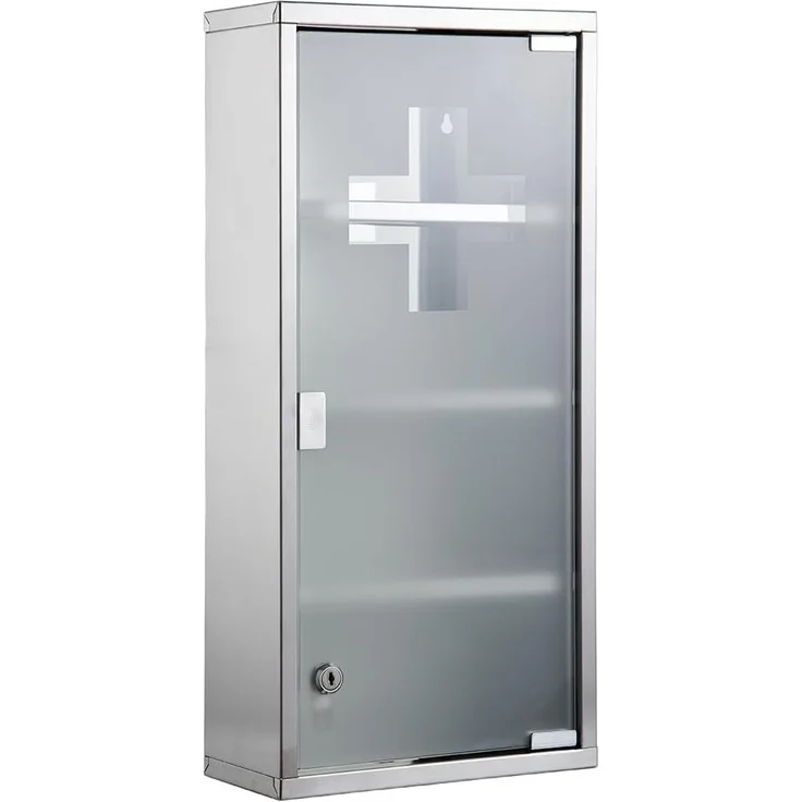 Zedelmaier Medizinschrank aus Edelstahl,Medikamenten Aufbewahrung,Medikamentenschrank 4 Fächer,Apothekerschrank,Hängend,Abschließbarer Medizinschrank,57 x 27 x 12 cm,Weiß