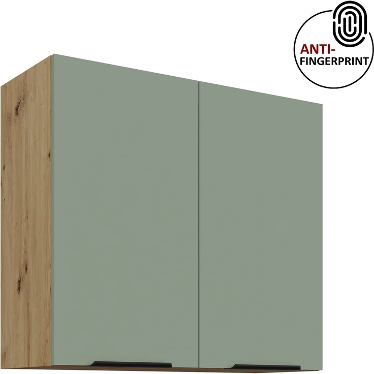 Küchen Hängeschrank 80 cm ARIA Aquamarin ultra matt + Eiche Artisan matt, hochwertige Fronten mit Anti Fingerprint Beschichtung Küchenzeile Küchenblock – Bild 1