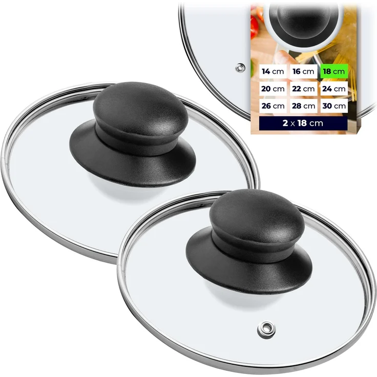 KADAX Glasdeckel 18cm hitzebeständig Universal 2 Stk – Bild 1