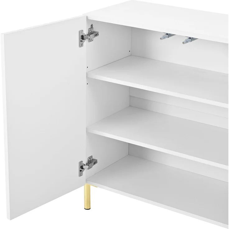ZUBALIYA Schuhschrank 120 x 35,5 x 80 cm, mit 3 Türen, aus MDF / Spanplatte, Weiß – Bild 23