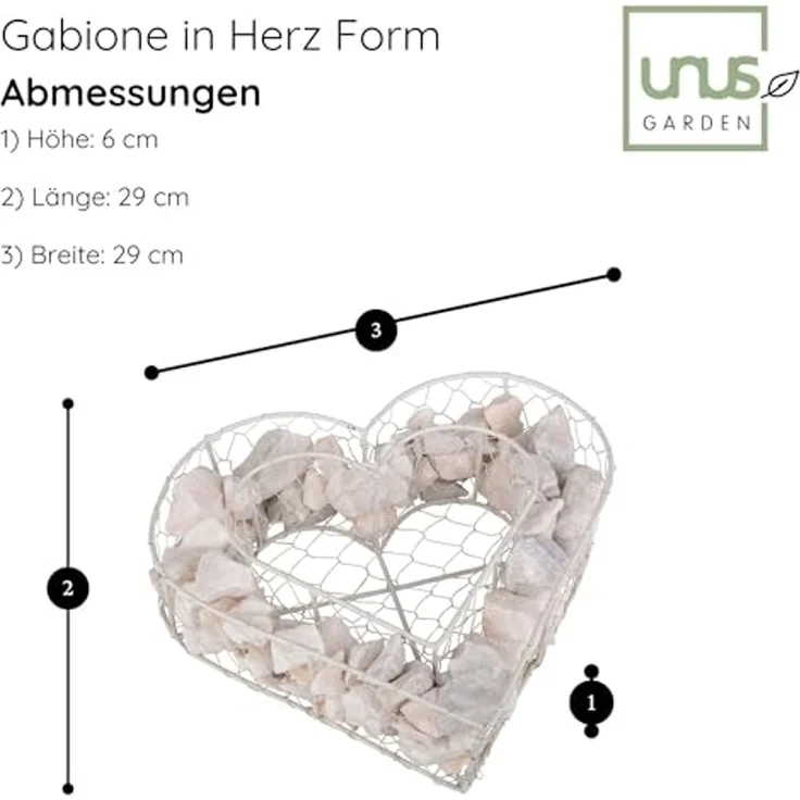 UNUS GARDEN Blumenkasten Herz Metall mit Steinen zum Bepflanzen (1 St) – Bild 3