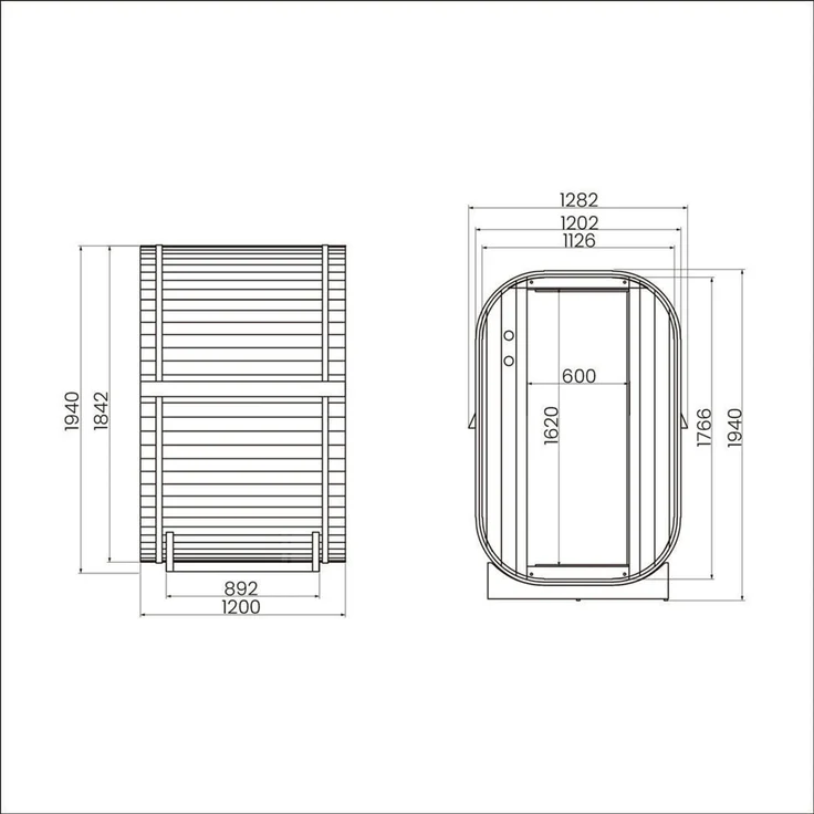 XL Luxus Outdoor Fasssauna 194x120 SET Sauna inkl. 3,6 KW Saunaofen 2 Pers. – Bild 7