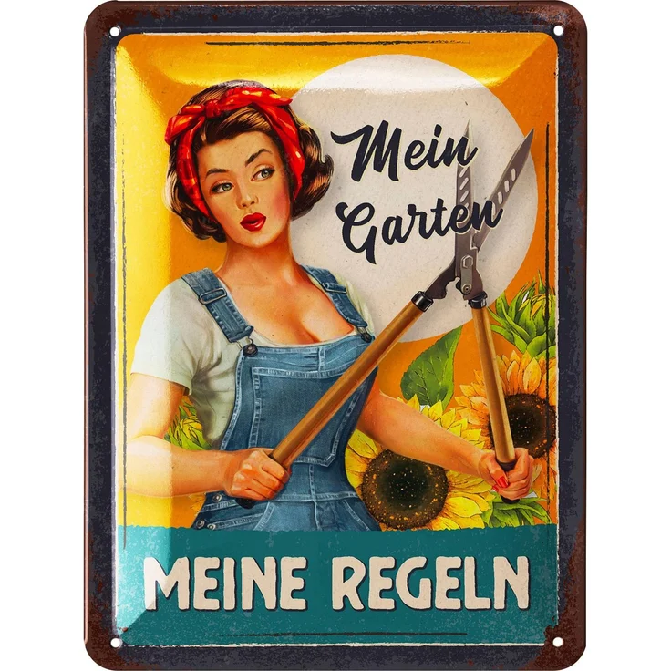 LANOLU Blechschild Meine Garten Regeln - 15x20cm – Metall – Mehrfarbig – 15223 – Bild 1
