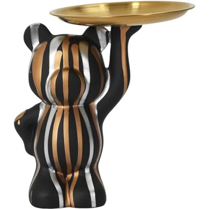 HOME DECO FACTORY Klobürste Silikon mit Halterung Wandmontage Weiß | Moderne Dekofigur aus Polyresin, 30cm, Schmuckschale, Aufbewahrung Schlüssel und Schmuck, elegante Ausführung, gold, silber – Bild 2