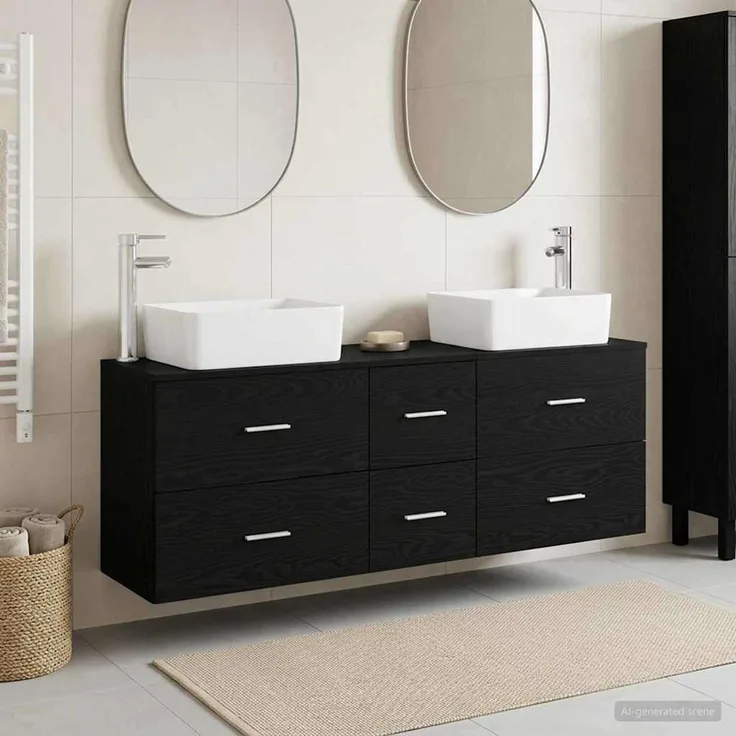 vidaXL Badezimmerschrank-Set 3 stk. Schwarz 136 x 35 x 80 cm 3405860