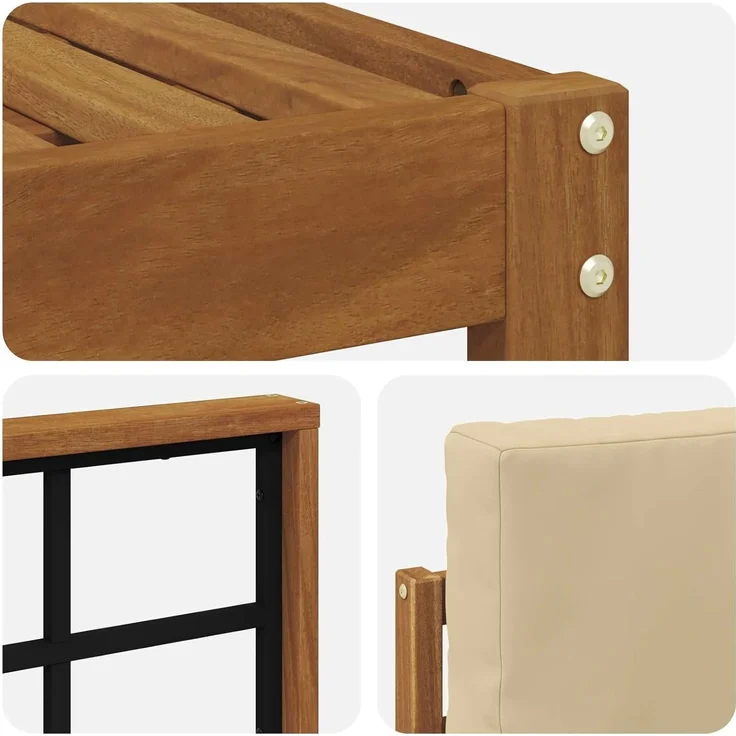 vidaXL Outdoor-Sofagarnitur 5 pcs Natur und Beige Massivholz Akazie 3366266 – Bild 7