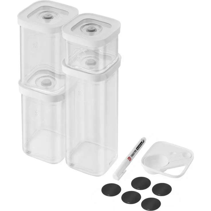 ZWILLING Fresh & Save Cube Set, Größe S, 6-teiliges Aufbewahrungsset mit. 4 Vorratsboxen, Messlöffel, NFC-Etiketten, Kreidest