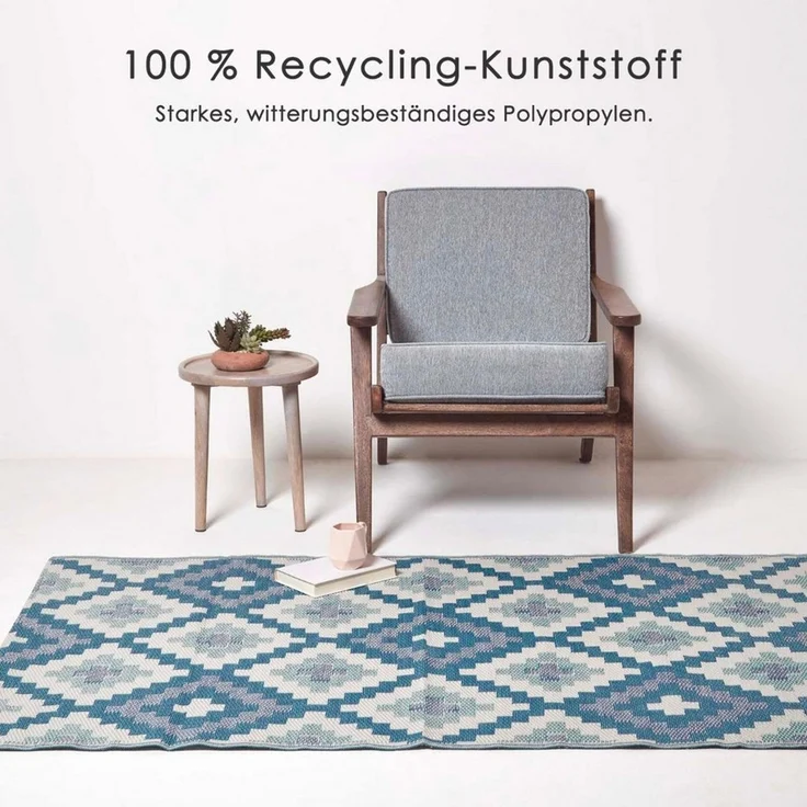 Homescapes Outdoorteppich Outdoor-Teppich Mia aus Polypropylen mit blauem Muster, 150x240 cm, Höhe: 20 mm – Bild 3