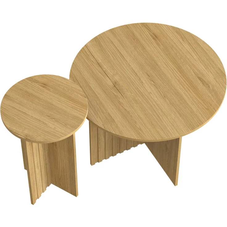 Merax 2-teiliges Holz-Nest-Tisch-Set – Runde Couchtische & Kaffeetische im skandinavischen Design, Holzfarbe – Bild 8