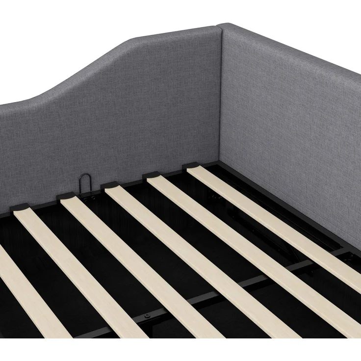 Stauraumbett mit Aufbewarung, Lattenrost und Kopfteil, 140x200 cm, Polsterbett, Doppelbett, Leinen – Bild 10