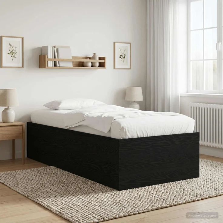 vidaXL Bodenbettgestell Schwarze Eiche 80 x 200 cm Holzwerkstoff 3429539 – Bild 1