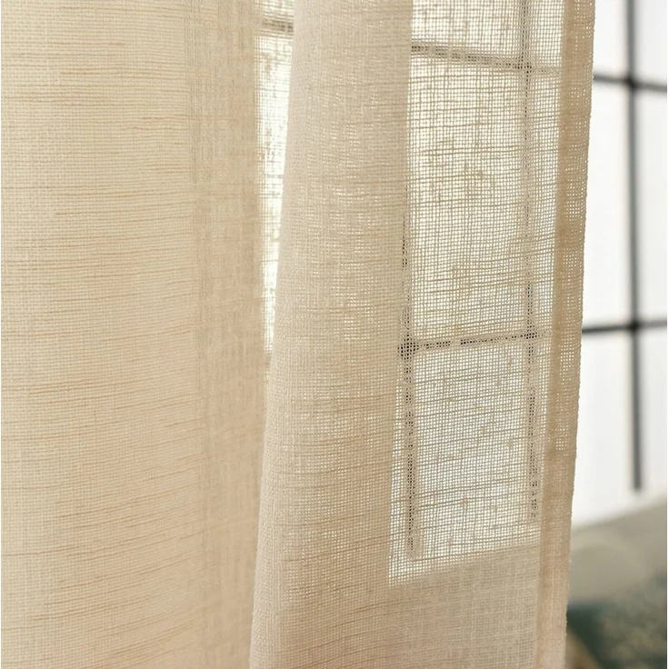 Woltu Gardine (1 St), halbtransparent, mit Schlaufen Leinen Landhaus Optik – Bild 2