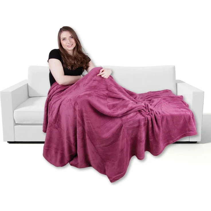 Kuscheldecke supersofte Tagesdecke vielseitig verwendbare Microfaser-Decke, flauschig und anschmiegsam in vielen verschiedenen modischen Farben erhältlich (altrose - pflaume / 220x240 cm) – Bild 6