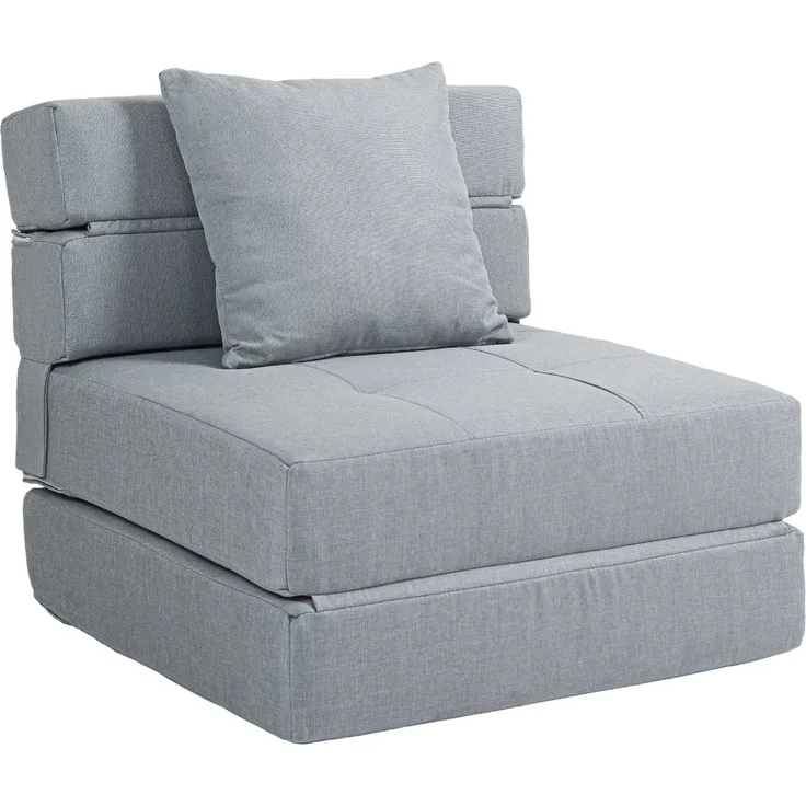 MELAYR, Relaxsessel Liegesessel Sessel mit Bettfunktion, inkl. 1 Kissen, 70 cm x 70 cm x 61 cm, Hellgrau