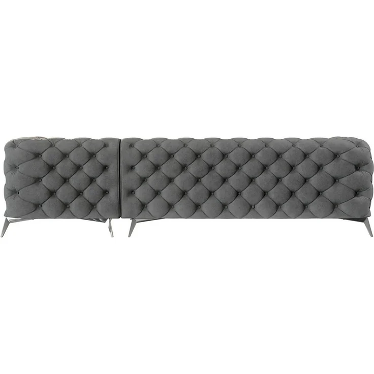S-Style Möbel Ecksofa Chesterfield mit Ottomane Kalina mit Silber Metall Füßen, mit Wellenfederung – Bild 2