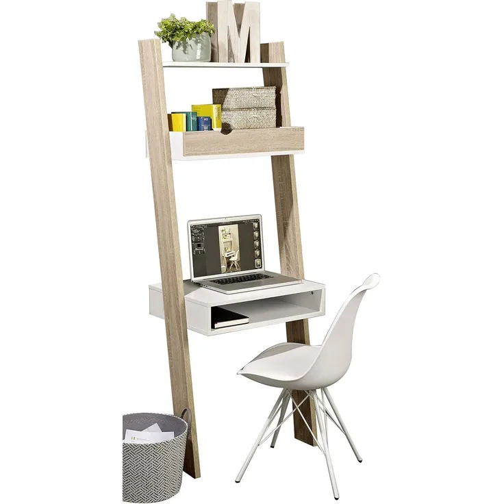 Bücherregal mit Schreibtisch Standregal, FRG111-WN