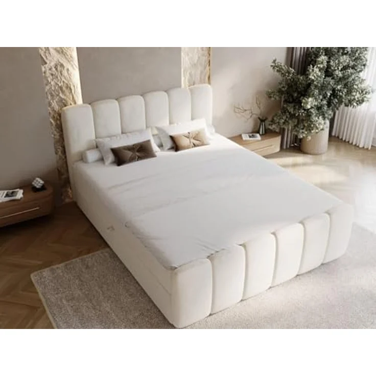 GRAINGOLD Boxspringbett Cloud 160x200, Beige (Royal 02), inkl. Matratze, Topper und Bettkasten, Taschenfederkern und hochelastischer Schaumstoff – Bild 3
