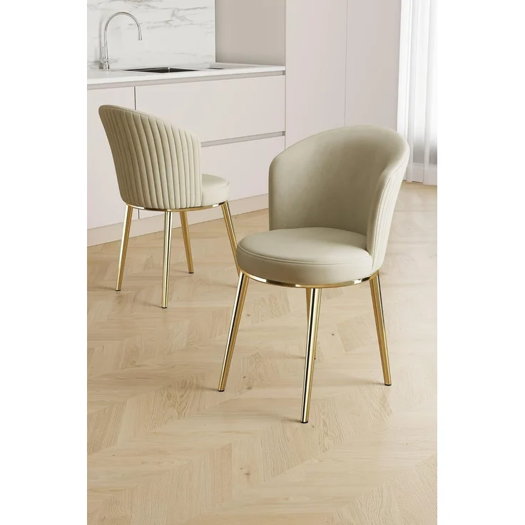 Skye Decor 'Risa - Cream, Gold' Stuhlset (4-teilig), Creme / Gold, 45 x 87 x 41 cm – Bild 2