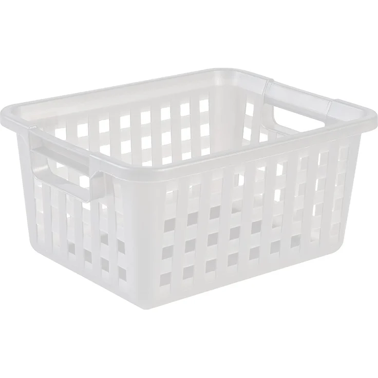 Iris Ohyama, 3er-Set, Aufbewahrungstaschen, 11.6 L, stapelbar, ergonomische Griffe, Badezimmer, Ankleideraum - Basket VM-30 - Transparent – Bild 3