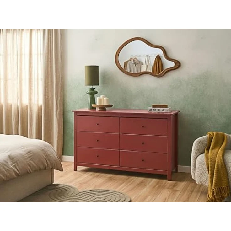 Kommode mit 6 Schubladen BARCALDINE Kiefernholz Burgunderrot – Bild 2