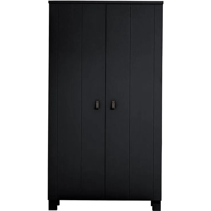 Kleiderschrank Ties aus Kiefernholz, Schwarz