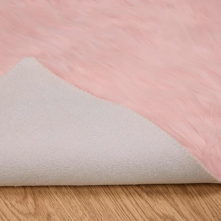 vidaXL Kunstschaffell Teppich Tafalla Rosa 240 x 240 cm Polyester 42021556 – Bild 7