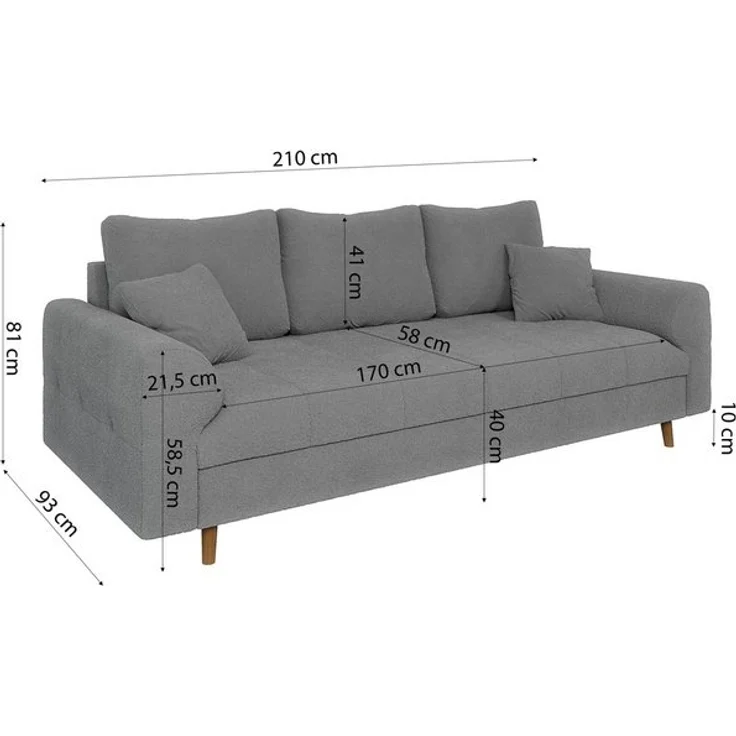 S-Style Möbel Polstergarnitur 3+2 Leif mit Braun Holzfüßen im skandinavischen Stil aus Boucle-Stoff, (1x 3-Sitzer-Sofa, 1x 2-Sitzer-Sofa), mit Wellenfederung – Bild 4