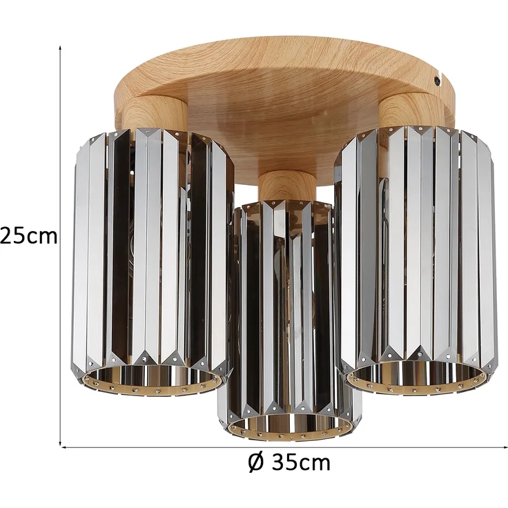 Moderne Deckenleuchte RUN 3-flammig mit Rauchglas Kristall Ø 35cm – Bild 4